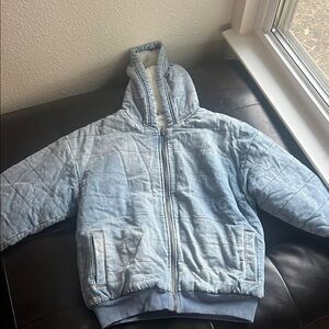 Aerie Denim Puffers Jacket Insulated